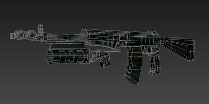 create gun model 3d hard surface models with textures and renders