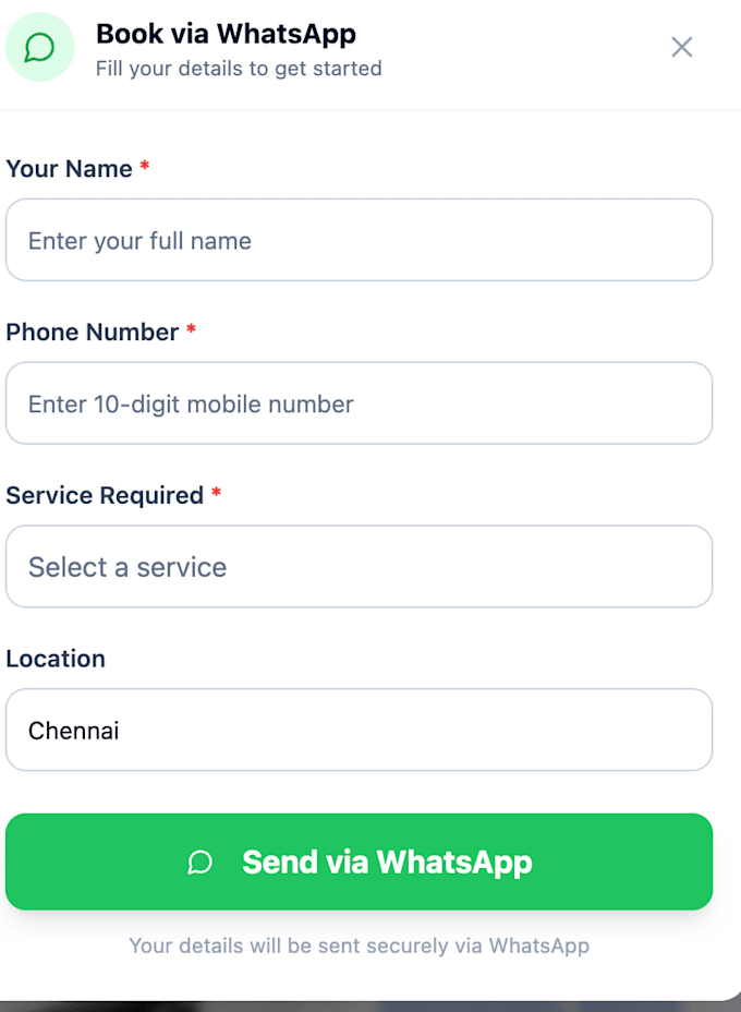 create a lead generation website with whatsapp booking for your business