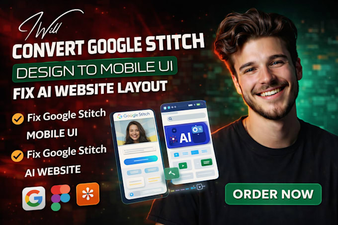 convert google stitch design to mobile UI fix goog le stitch ai website layout