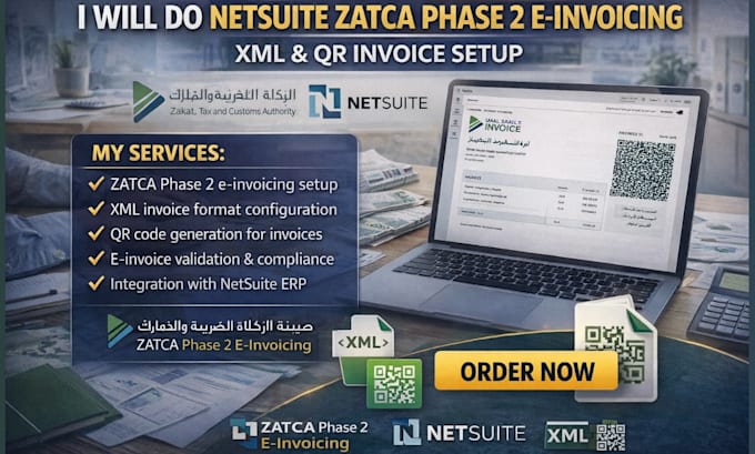setup netsuite zatca phase 2 XML and qr e invoicing