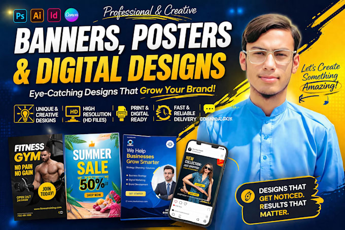 create professional banners, posters, and digital designs