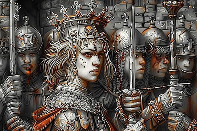 draw medieval illustration, art, miniatures