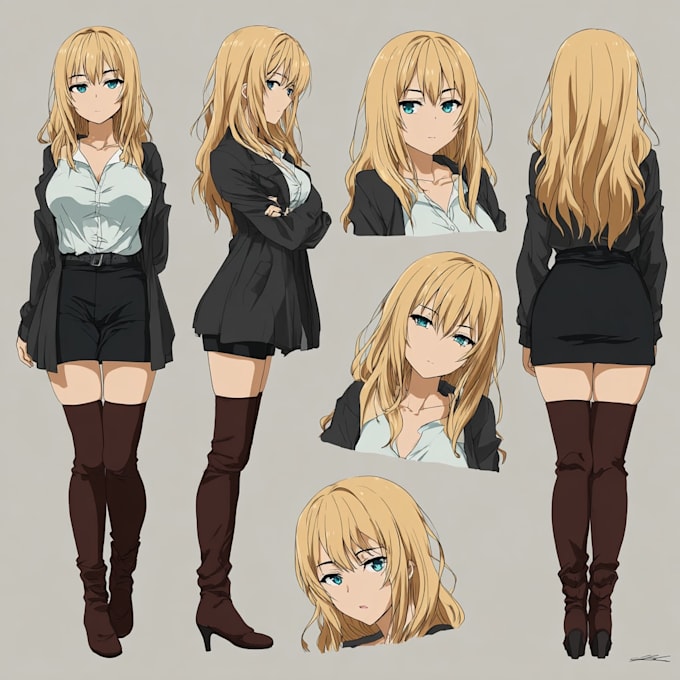 draw a anime character design sheet