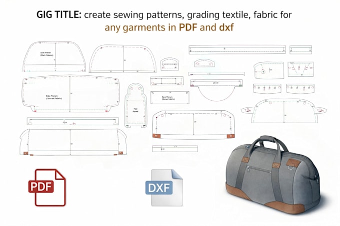 create sewing patterns, grading textile, fabric for any garments in PDF and dxf