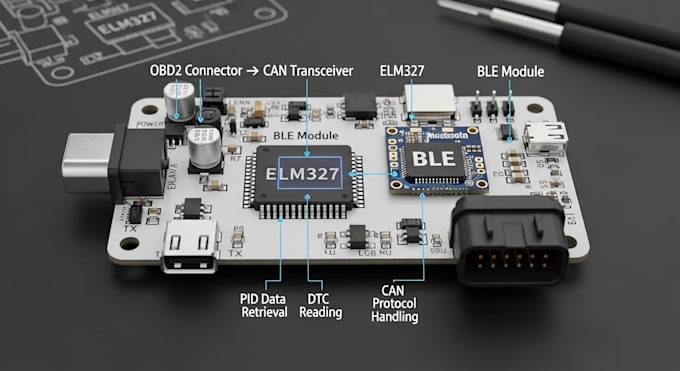 develop automotive obd2 ble system using elm327 can pid dtc