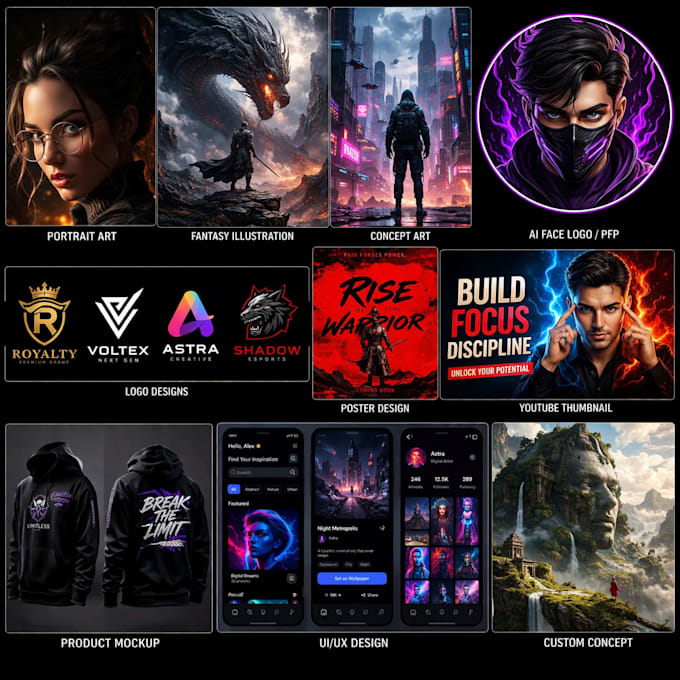 create professional ai art, thumbnails and custom design