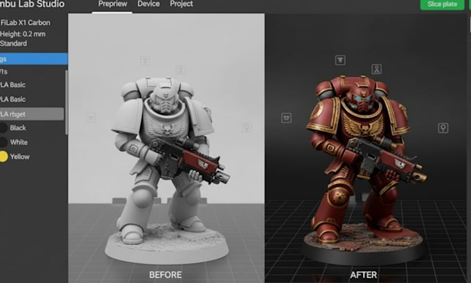 paint color slice stl 3d model into 3mf for bambulab multicolor 3d print