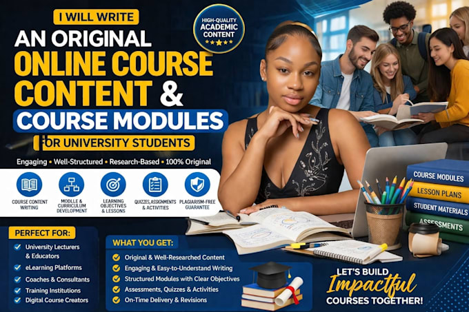 create online course content, curriculum and course modules