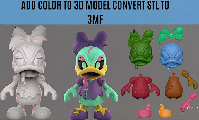 add color to 3dmodel convert stl to 3mf split part for bambu multicolor printing