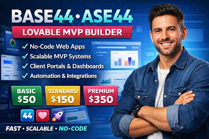 Build base44, base44 mvp, base44 web app and lovable no code solution ...
