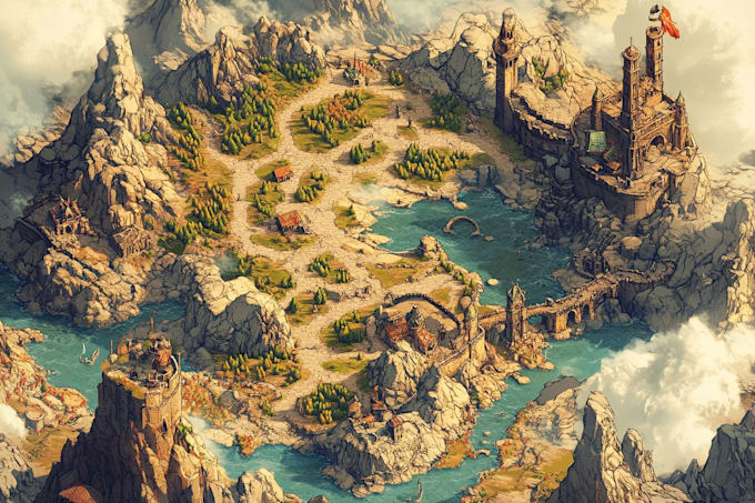 create event, tourist, and fantasy map illustration