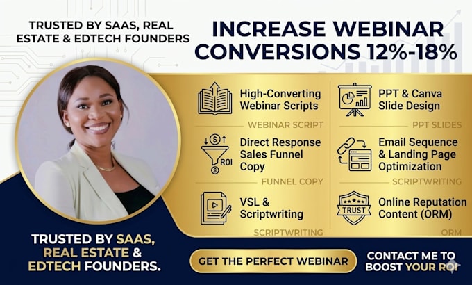 write a high converting webinar script ppt slides,and copy for your sales funnel
