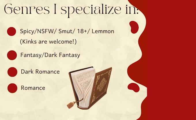 ghostwrite your dark romance, fantasy or nsfw original story