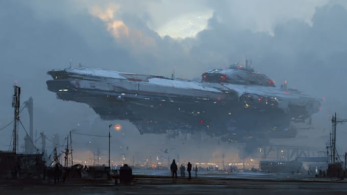design spaceship, sci fi illustration and sci fi art
