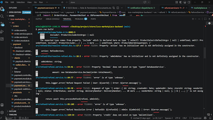fix backend bugs and optimize node js nestjs apis