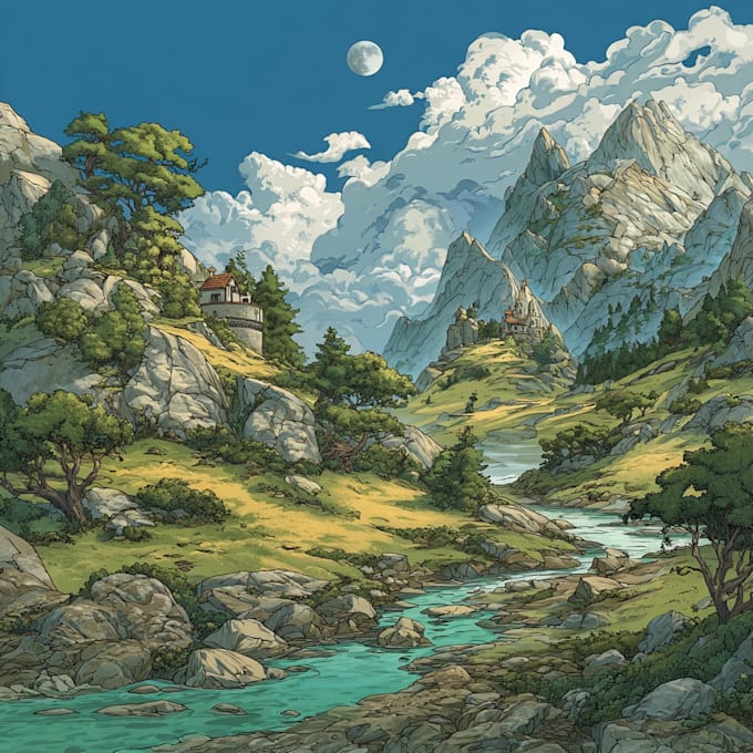 create fantasy landscape illustrations