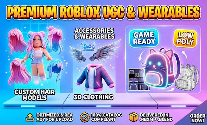 Create custom roblox ugc accessories 3d hair models and wearables for ...