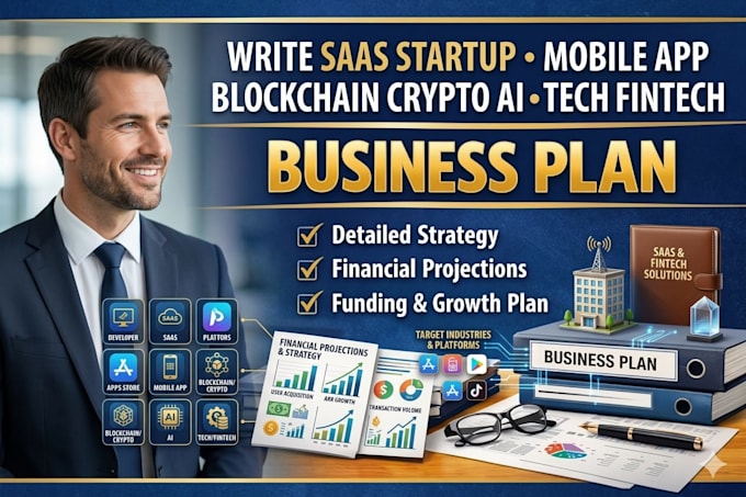 write saas startup mobile app blockchain crypto ai tech fintech business plan