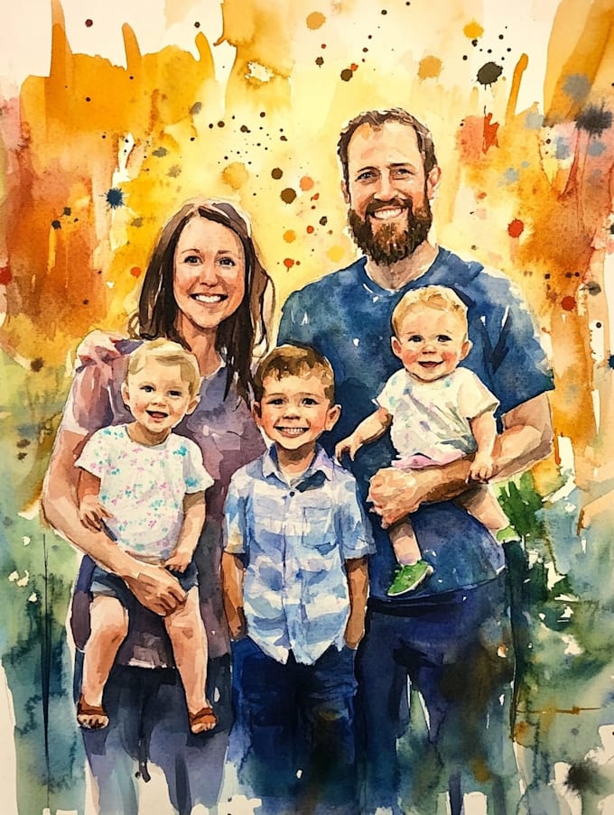 create a watercolor family portrait