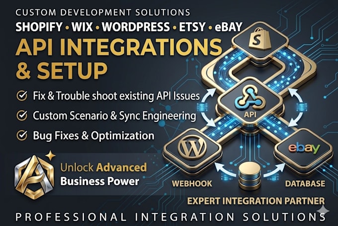 fix and setup API integrations for shopify, wix, wordpress, etsy, ebay php zoho