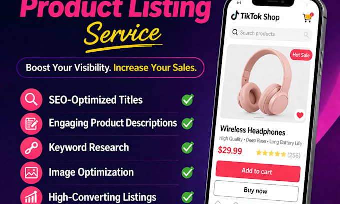 create optimized tiktok shop product listing that boost sale