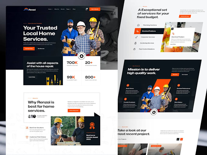 design or redesign electrician website, home repair, or handyman website