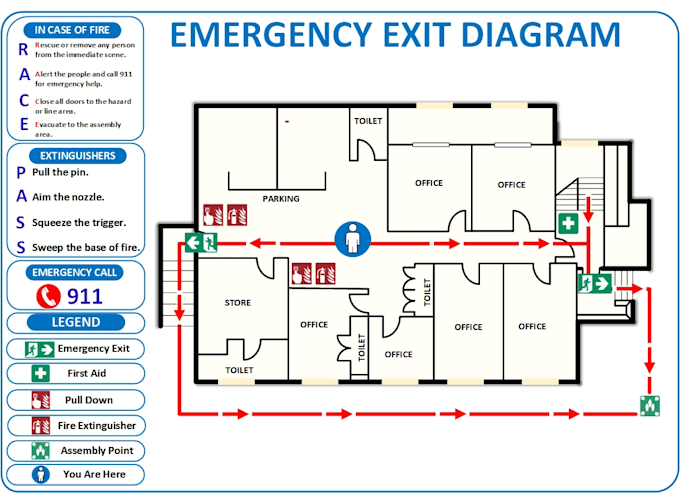 create evacuation plan and fire safety floor plan