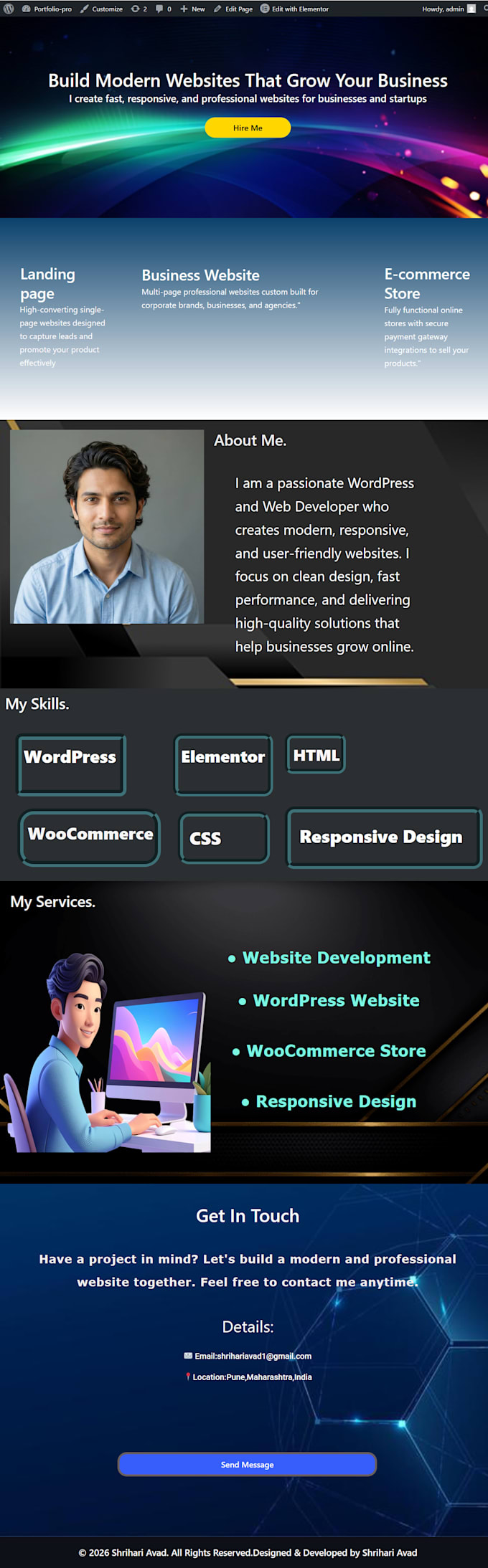 create a responsive wordpress landing page using elementor