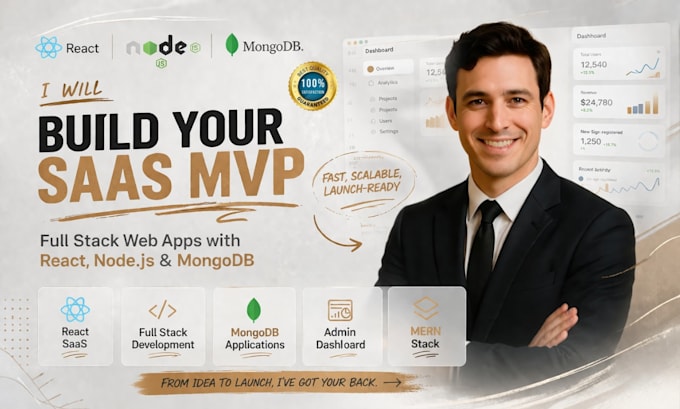 saas mvp web application full stack react nodejs mongodb dashboard