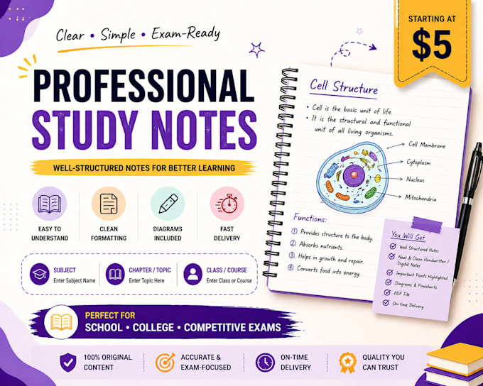 create simple and easy study notes for students