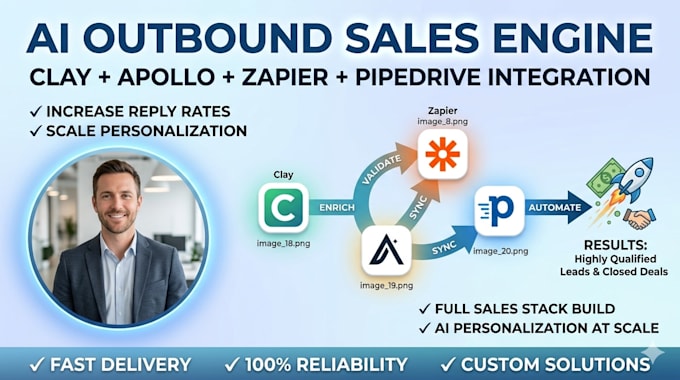 setup ai outbound engine with clay enrichment apollo pipedrive zapier