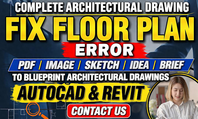 draw blueprint architectural drawing in autocad or revit
