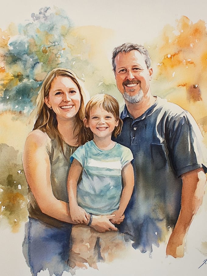 create a watercolor family portrait
