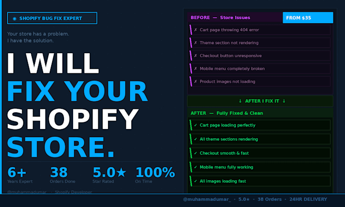 fix shopify bugs, errors, and theme issues fast
