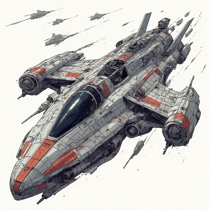 draw sci fi spaceship concept art or vehicle design