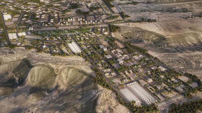 convert 2d master plan into realistic 3d aerial rendering