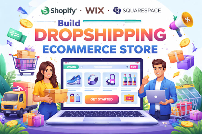 build shopify wix squarespace dropshipping ecommerce store