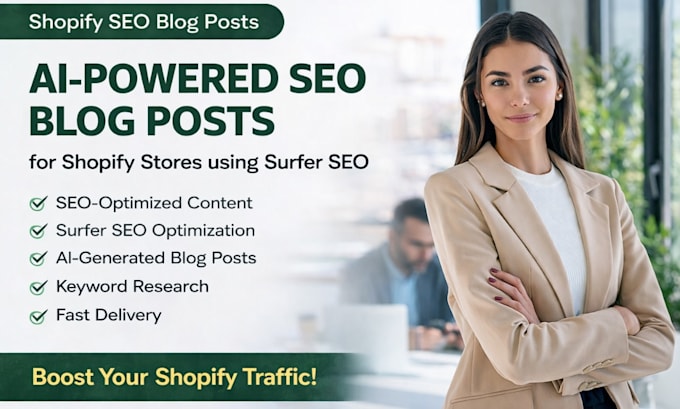 write ai powered optimization blog posts for shopify stores using surfer SEO