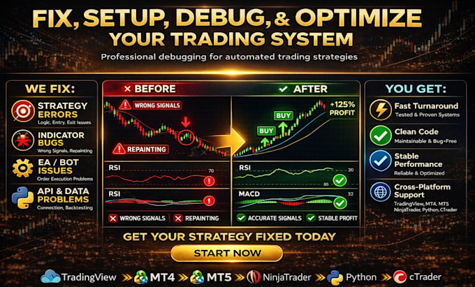 fix setup debug on tradingview pine script mt4 mt5 ninjatrader python ctrader