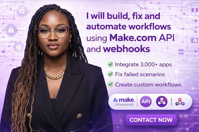 build workflows using make com API and webhooks, fix make com errors n8n chatbot