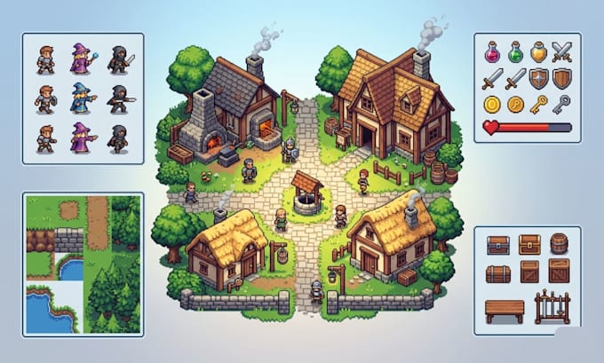 Draw pixel game art pixel art character isometric pixel assest pixel ...