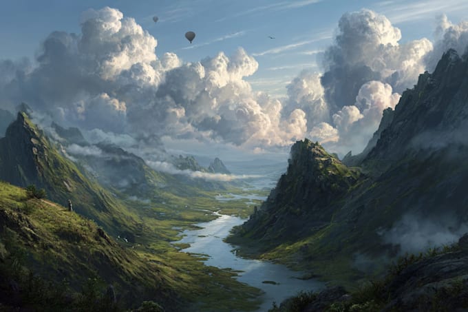 make a fantasy landscape illustration