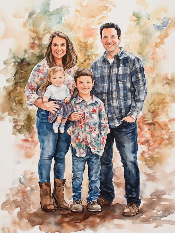 make watercolor family portrait