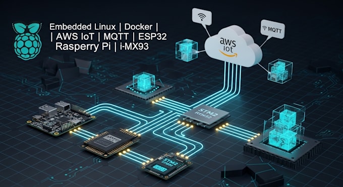 do embedded linux, docker, aws iot, raspberry pi, on imx93, mqtt and esp32,stm32