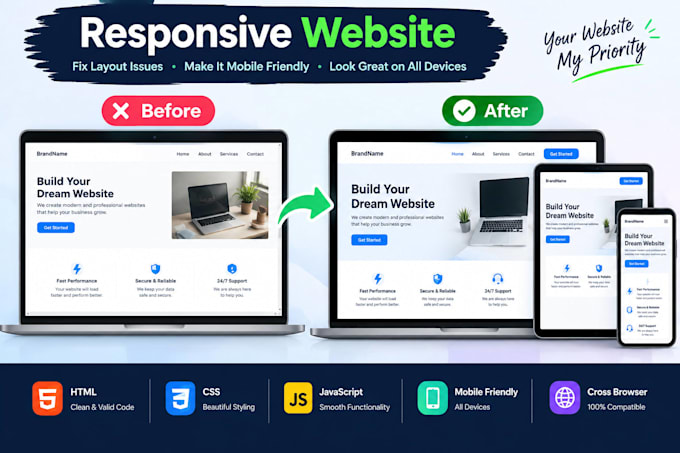 fix HTML CSS javascript bugs, responsive and frontend issues
