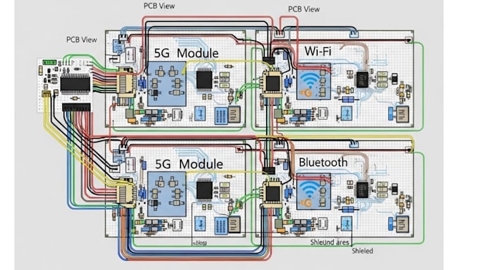do custom rf multilayer pcb design for 5g, wifi, bluetooth using fritzing
