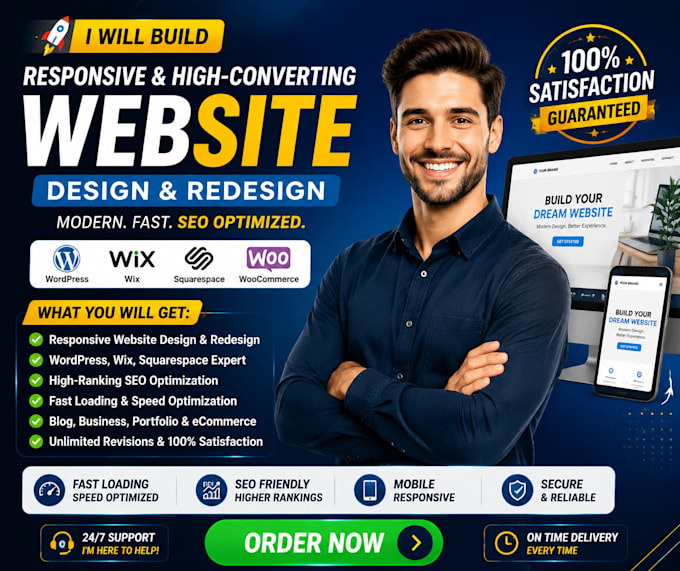 design or redesign jimdo website, hostinger website, squarespace, wix website