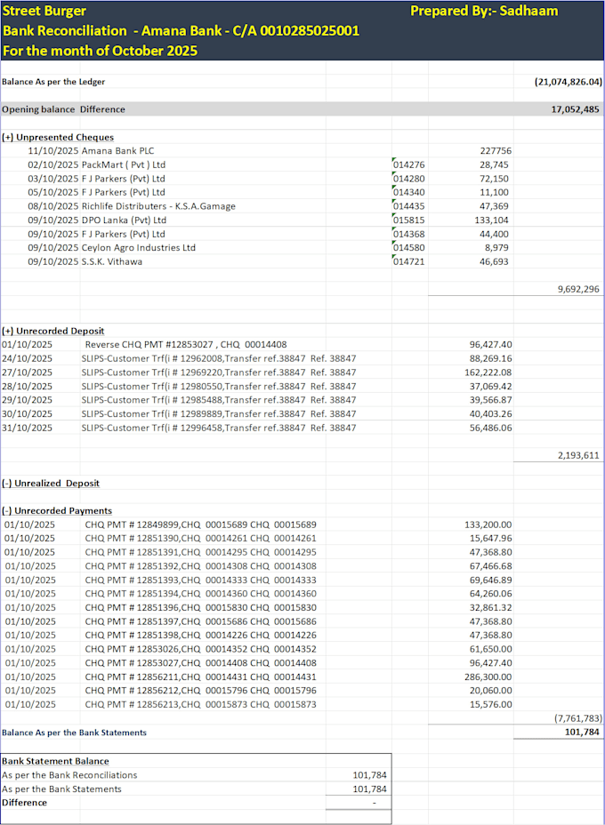 Do bank reconciliation in quickbooks and excel by Sadhaam_husain | Fiverr