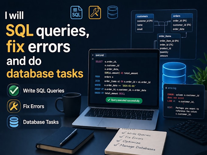 write complex sql queries, joins and optimize your database