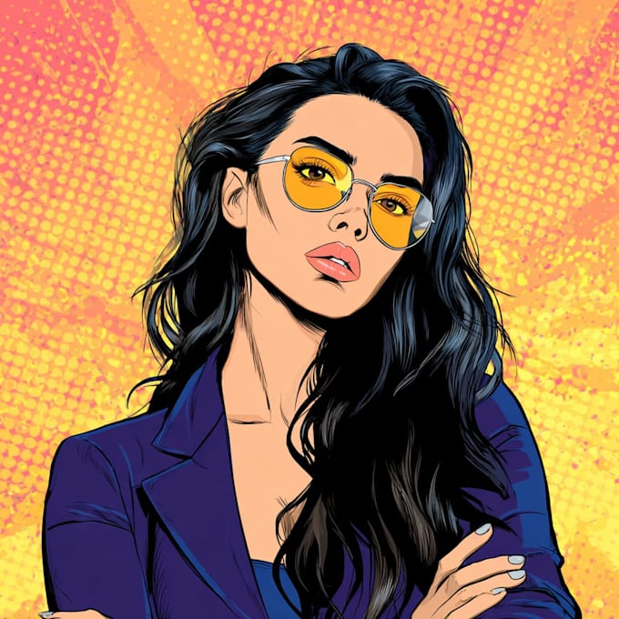 illustrate a superhero pop art portraits